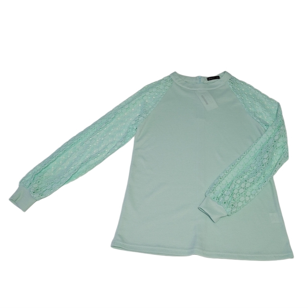 NWT  Miholl   Women's M   Waffle Knit   Top   Aqua Green - Picture 11 of 15